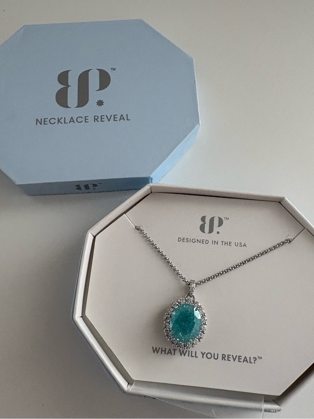 Bomb Party The 2424 Necklace NK65924 Blue Topaz Ice Crystal Rhodium Plating